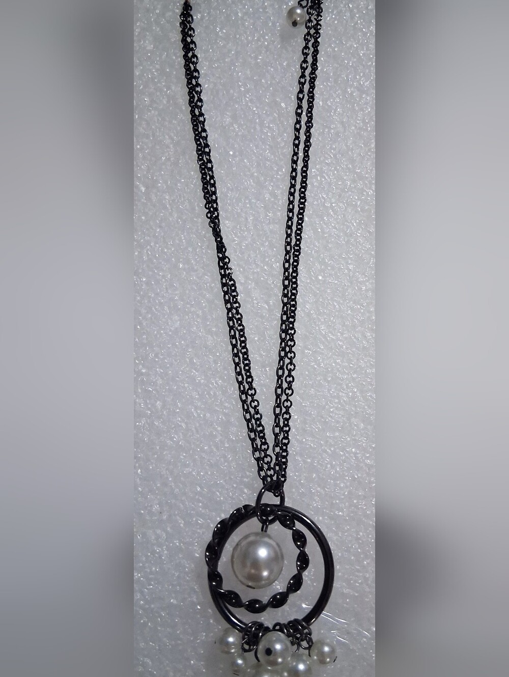 Women's Triple Strand Black Chain Necklace